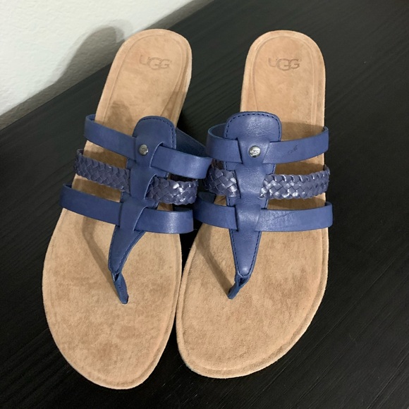 UGGS | 3 Strap Blue Thong Wedge Sandal - Picture 7 of 7